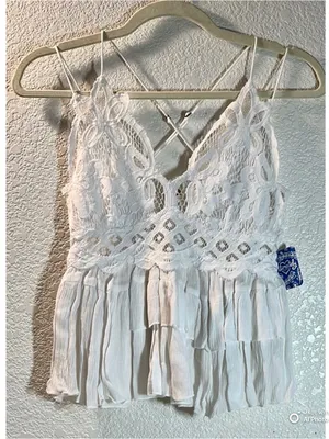 Free People FP One Adella Lace Cami White XS NWT Boho Bralette Tank Top $68 thumbnail 3