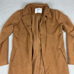 Spanx Coat Womens Small Brown Modal Blend Long Open Front Overcoat Lined Pockets thumbnail 4