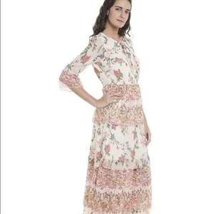 Vero‎ Moda Floral Ruffle Tiered Maxi Dress C27 thumbnail 4