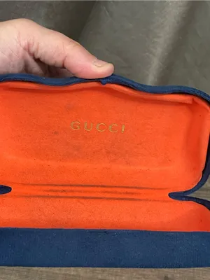 Gucci Hard Shell Velvet Eyeglass Case Blue & Orange Clamshell thumbnail 6