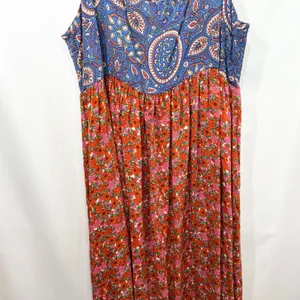 Natural Life XL Tricia Maxi Dress Blue Paisley Red Floral Boho Cottagecore‎ 1836 thumbnail 6