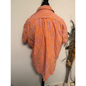 Pilcro Orange Pink‎ Stripe Button Down Shirt Women's Size M Casual Short Sleeve thumbnail 3