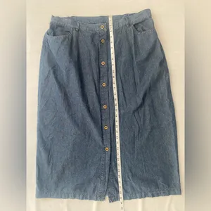 Allison Daley Plus Size Soft Light‎ Blue Denim Buttoned Skirt Size 18W thumbnail 4