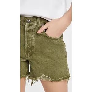 Free People Makai Cut Off Denim Shorts in Olive Size‎ 24 NWT thumbnail 4