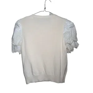 & Other Stories knit puff eyelet sleeve top Medium thumbnail 3