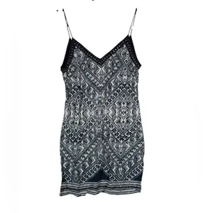 Saylor Black White Tribal Print Mini Dress Womens XS Strappy Festival Boho Beach thumbnail 2