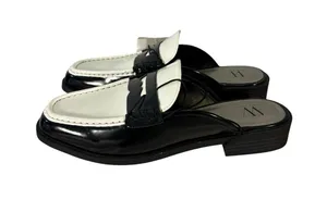 Worthington Destin Women’s 8.5 Loafer Mules Black White Patent Penny NWT thumbnail 1