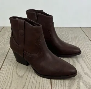 Style & Co Women's Perriee Western Ankle Booties 7.5M Chocolate Brown Smooth $80 thumbnail 1