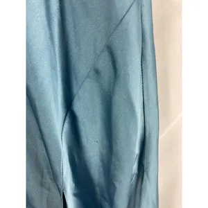 ASOS DESIGN satin maxi skirt with spliced hem in dusty blue size 2 thumbnail 5