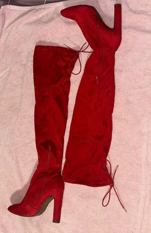 Red Suede thigh-high boots  thumbnail 1
