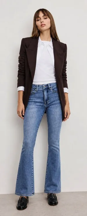 Good American Good Legs Flare Jeans Cashmere Blend Split Back Pocket Size 4 / 27 thumbnail 1