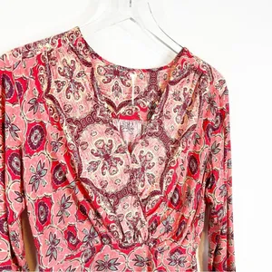 Free People Falling For You V Neck Bohemian Blouse Women's Size XS‎ Boho Chic thumbnail 5