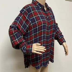American Eagle Ahh-amazingly Soft Boyfriend Fit Red & Blue Plaid Shirt Sz L thumbnail 7
