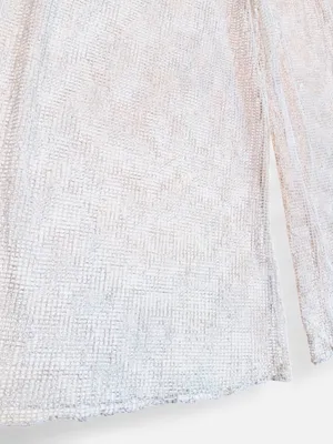 Jordan Taylor White Wide-Leg Mesh Pants Cover Up with Iridescent Sequence Sz S thumbnail 5