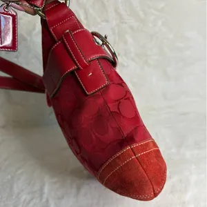 y2k Coach Vintage Soho Red Jacquard Shoulder Bag Crossbody thumbnail 4