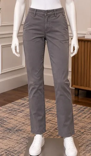 Lila Ryan Women Pants Gray Slim Straight Leg Solid Size 6 thumbnail 1