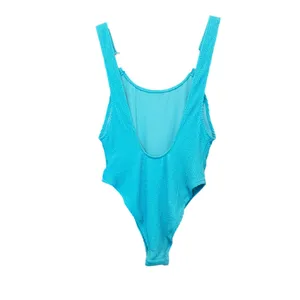 NWT Aerie One Piece Swimsuit‎ Women Medium Blue Shimmer Textured Cheekiest Swim thumbnail 4