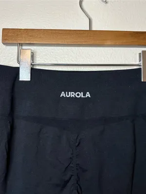 Aurola black seamless leggings women’s workout casual gymrat athletic white logo thumbnail 4