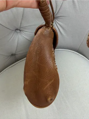 Gianni Bini Brown Leather Hobo Shoulder Bag Brass Hardware Purse thumbnail 9