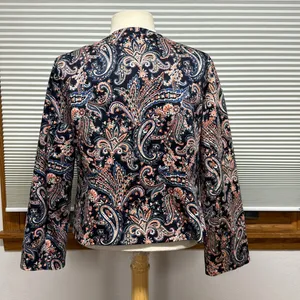 Pendleton Navy Blue and Pink Paisley Patterned Open Front Blazer Jacket thumbnail 4