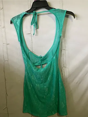 Aqua Green Halter Lace-Detail Mini Dress thumbnail 3