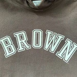 Vintage Brown University Graphic Print Fleece Pullover Hoodie Pockets Brown M thumbnail 6