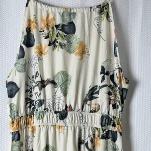 Floral Maxi Dress Women 2XL Cream Tropical Boho Tiered Halter Sleeveless Spring thumbnail 9