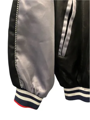 Vintage Style Japanese Sukajan Souvenir Jacket Crane Embroidery Black Satin XXL thumbnail 5