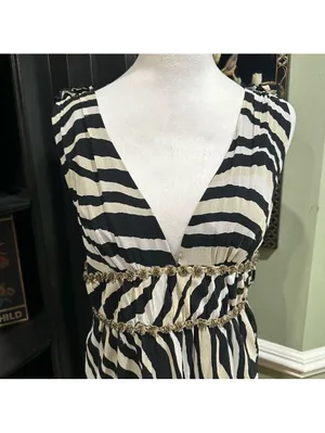 Trina Turk Zebra Print Silk Dress – Size Medium (8) – Ashley Tisdale 2000s thumbnail 4