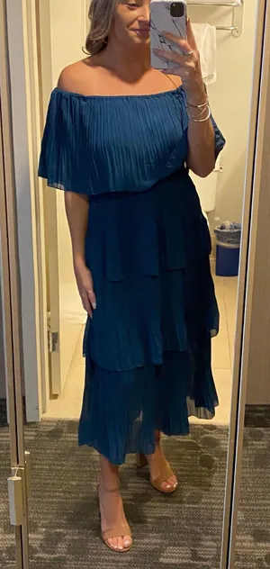 Emerald Ruffle Dress Green thumbnail 1