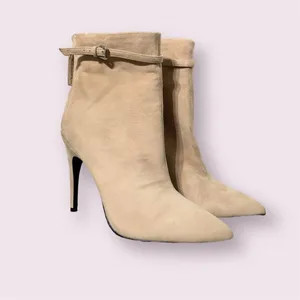 Reiss Ashton Pointed Toe Booties Stiletto Heel Suede Ankle Boots Tan thumbnail 3