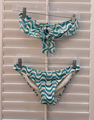 Eberjey Blue Ivory Wave Print Bikini Set Medium thumbnail 1