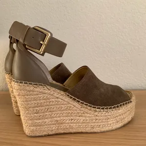 Marc Fisher Grey/Olive Espadrille Wedges thumbnail 6