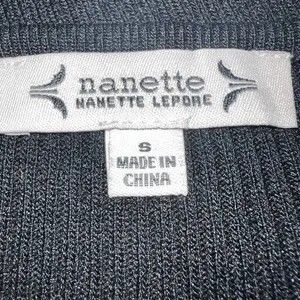 NANETTE LEPORE Black‎ Silver-tone Studded Scoop Neck Ribbed Knit L/S Top NWOT S thumbnail 6
