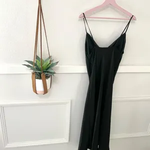 Zara Black Satin Silky Button Side Midi Dress Size M 7969/221/800 thumbnail 7