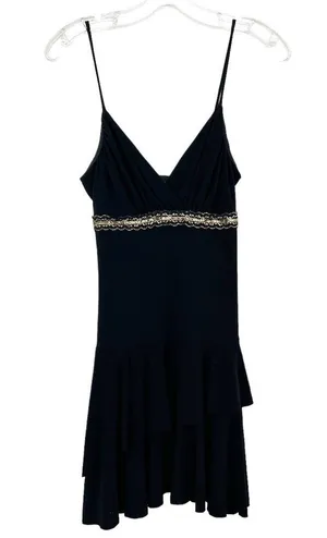 Vintage Y2K Taboo Black Gold Mini Dress Sz M thumbnail 7