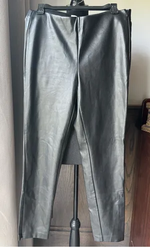 Mango Black Faux Leather womens pants medium Euc thumbnail 1