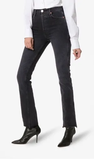 Re/DONE Double Needle‎ Jeans in black 85 wash size 28 raw hem thumbnail 1