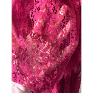 Holipick XXL Magenta Pink Flutter Sleeve Lace Overlay Off-Shoulder Maxi Dress thumbnail 5