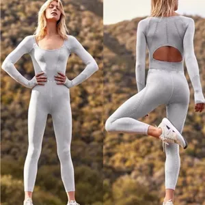Free People Good Karma Long Sleeve Jumpsuit Grey XS/S thumbnail 2