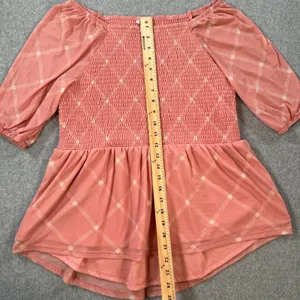 Cato Dusty Rose Off the Shoulder 3/4 Sleeve Blouse Women's Large Smocked thumbnail 5
