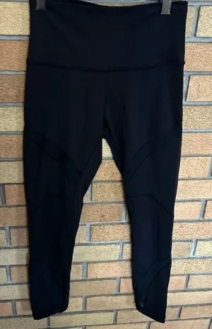 Lululemon Athletica High Rise Mesh Leggings Women's Black Athletic Size 4 thumbnail 1