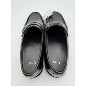 MNG Mango Luisa 100% Black Leather Preppy Penny Loafers Minimalist EU 39 US 8.5 thumbnail 7
