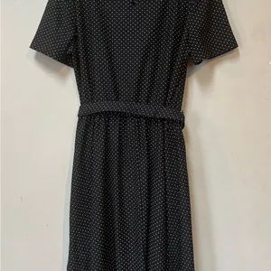 Vintage Tabby of California Black Polka Dot Belted Dress Size 16 thumbnail 10