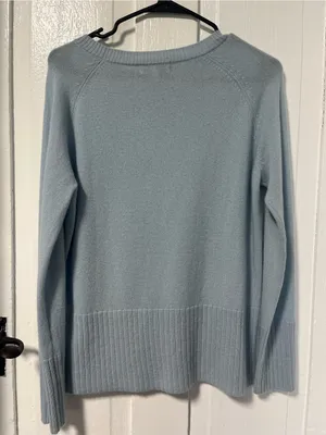 Pura Cashmere 100% Cashmere Icy Light Blue Crewneck Sweater Women’s XS thumbnail 2
