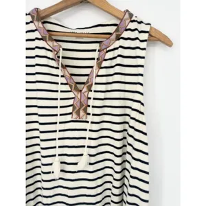 Ava & Viv Knit Midi Dress Black Striped Tassels Stretch Size 2X Boho‎ Casual thumbnail 2