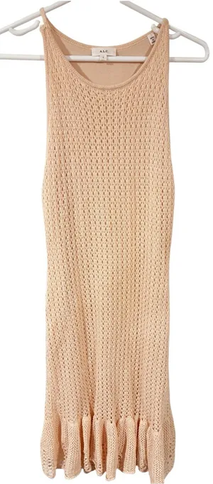 A.L.C Cream Crochet Tulled MIDI Tank Dress Size Large thumbnail 1