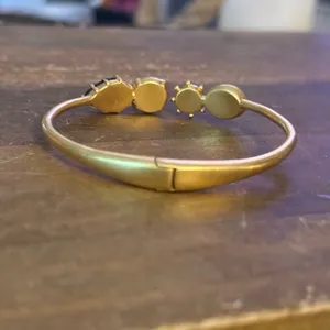 Kate Spade Perfecly Imperfect gold tone multi gemstone hinged cuff bracelet thumbnail 9