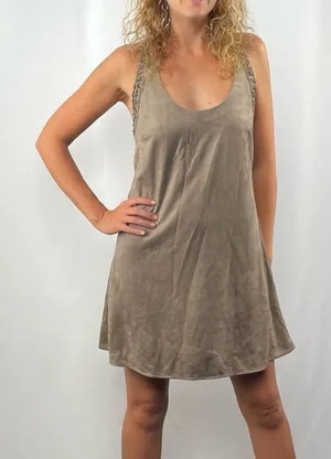 Miss‎ Me Vegan Suede Sleeveless Mini Shift Dress in Brown Size Small thumbnail 1
