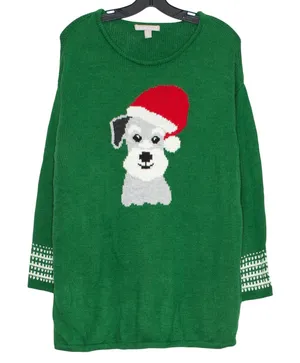 Woman Within Sweater Dog Santa Ugly Christmas Holiday Festive Novelty Medium thumbnail 1